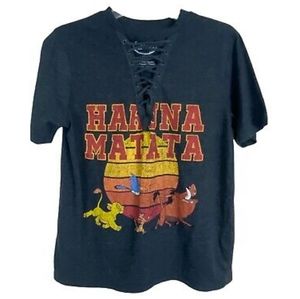 Disney Lion King Hakuna Matata Lace Up Choker Neck T-Shirt